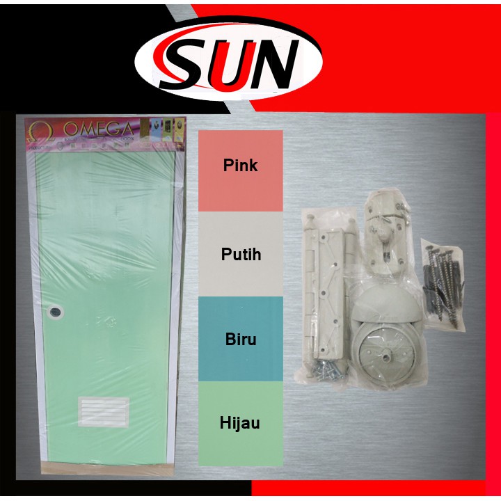 Pintu Kamar Mandi Pvc Plastik Omega Hijau Biru Pink Putih