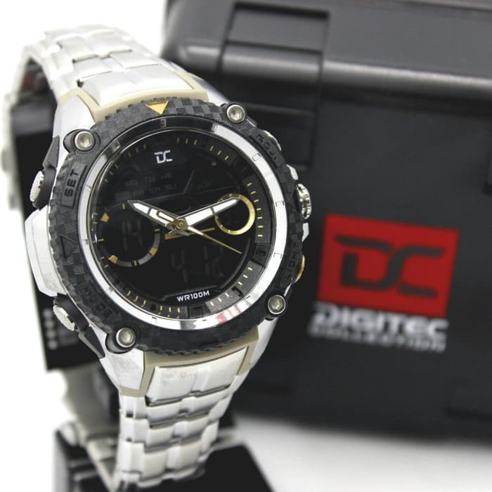 JAM TANGAN PRIA DIGITEC COLLECTION RANTAI ORI ANTI AIR SILVER (GOLD)