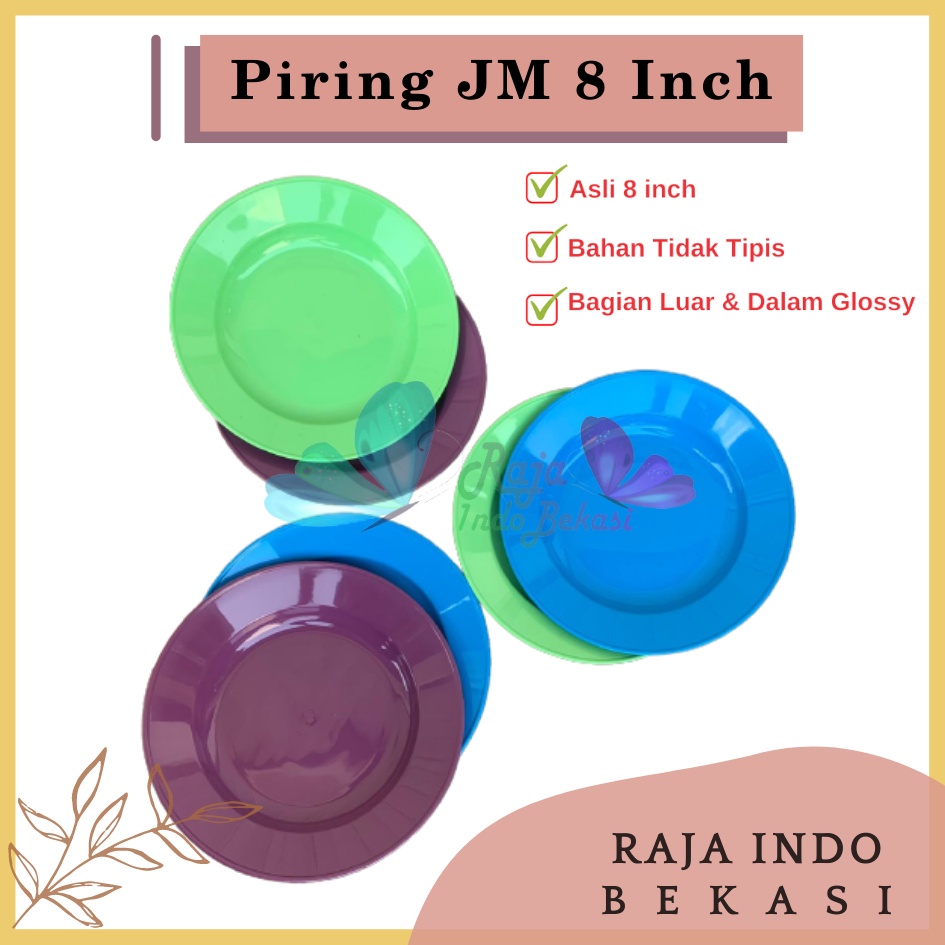 Piring Plastik JM 8 Inch Warna Biru Hijau Ungu - Piring Kecil Besar Set Makan Plastik Acara Pesta Melamin Rotan Murah - (1 pcs) Piring makan plastik ukuran 9&quot; super warna pekat murah grosir