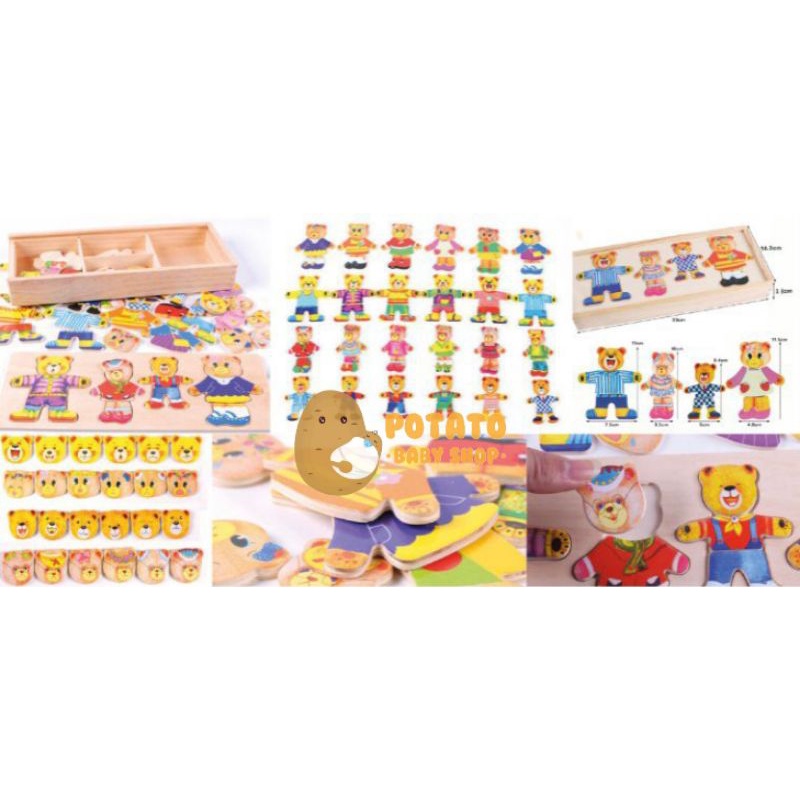 Wodden Bear Matching Puzzle - Mainan Puzzle Kayu Anak