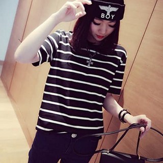 A830431 BAJU  KAOS  HITAM PUTIH GARIS SALUR ZEBRA  STRIPE 