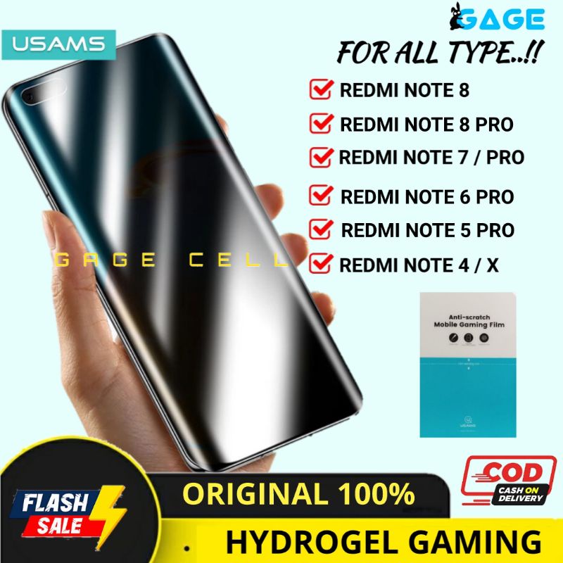 USAMS Anti Gores Hydrogel Anti Glare Matte Gaming Xiaomi Redmi Note 5 6 7 8 Pro 8pro Full Layar