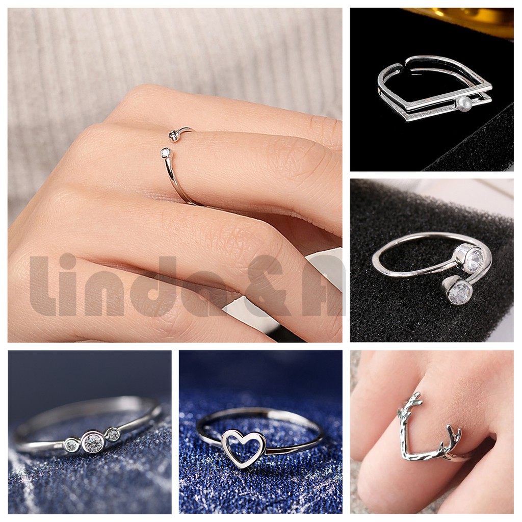 Terbaru Korea Cincin Perak Disesuaikan Wanita Ring Berlian Dering Kasual/Cincin Fashion