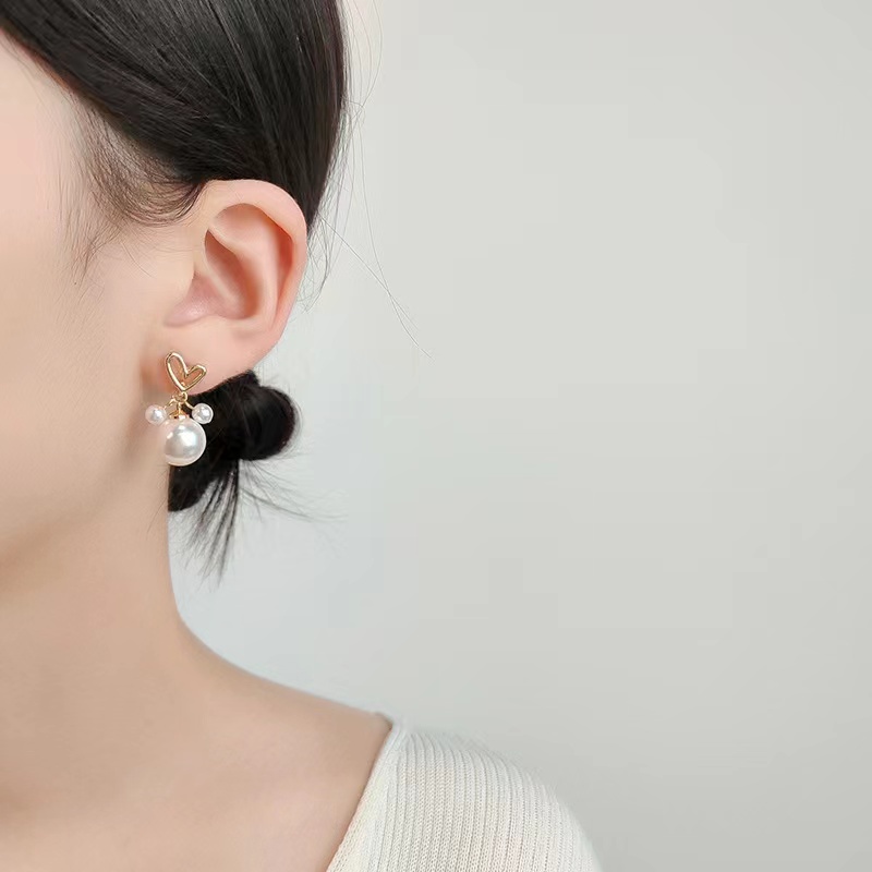 Anting silver needle 925 Hias Mutiara Berlian Imitasi Gaya Korea Untuk Wanita