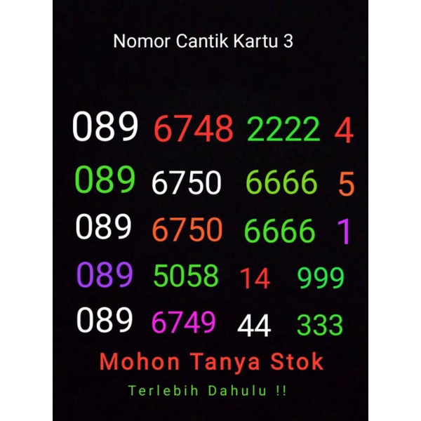 Kartu Perdana Nomor Cantik 3