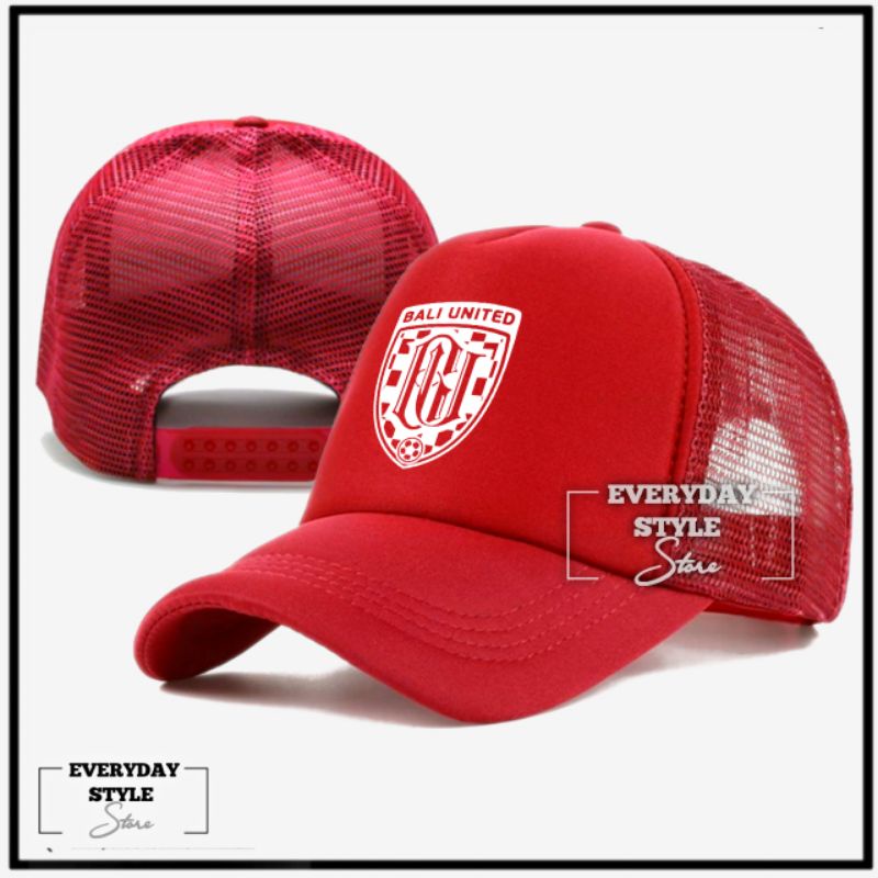 Topi Bali United FC Trucker Jaring Black White
