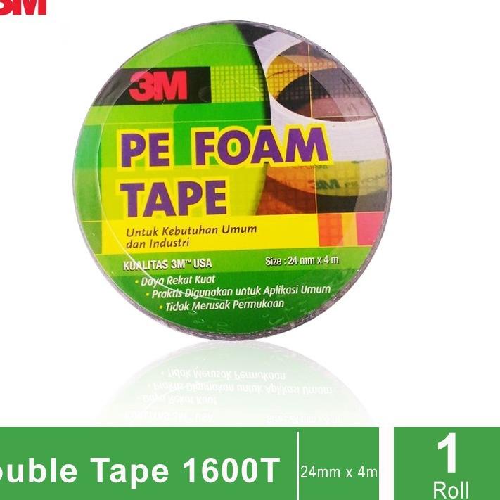 3M 1600 T Double Tape PE Foam tebal: 1.0 mm, size 24 mm x 4m