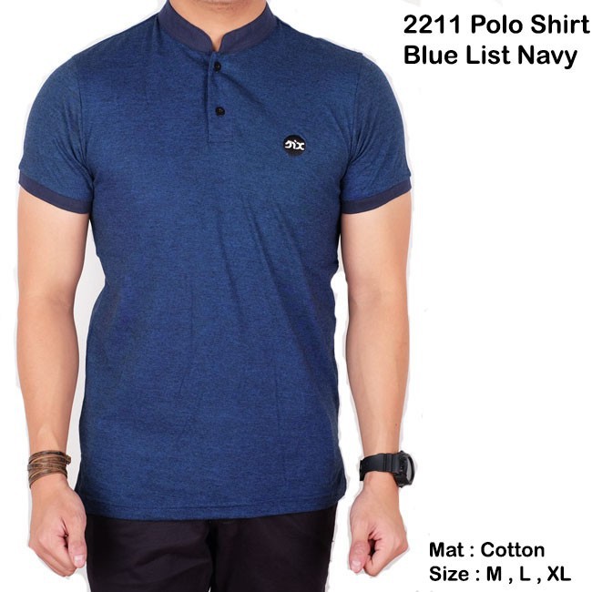 PROMO  polo pria shirt kerah sanghai lacost putih navy list slimfit / kaos kerah lengan pendek putih