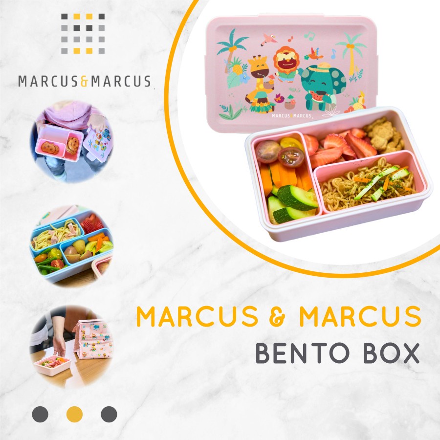 Marcus&amp;Marcus Bento Box - Lunch Box Kotak Bekel Anak Anti Tumpah Microwave Safe - Marcus &amp; Marcus