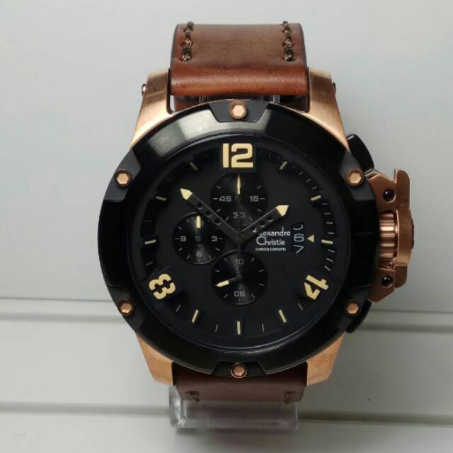 Jam Tangan Alexandre christie ac6295 coklat rose gold
