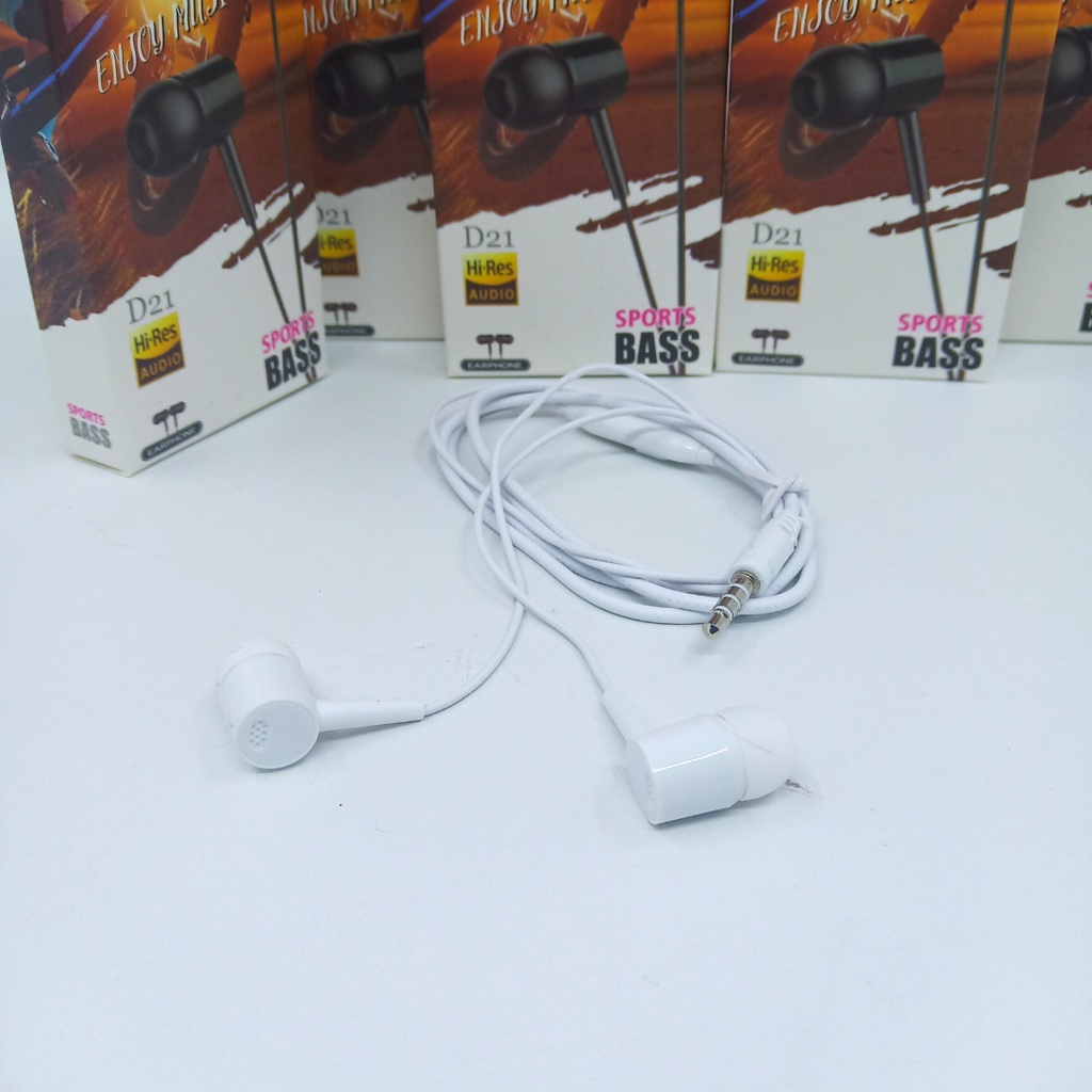 Earphone Handfree Stereo Headset D21 Sport Bass