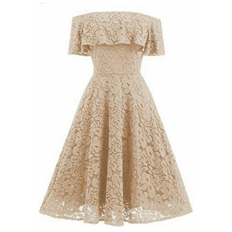 Chiobushop - Paola Midi Dress Brukat Off Shoulder/Sabrina | Party Dress | Dress Bridesmaid | Dress K