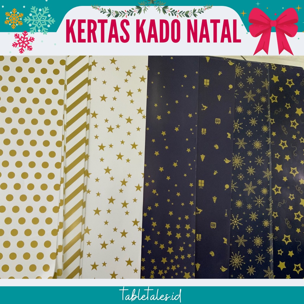 

Kertas Kado Natal Gift Wrap Christmas Glossy Gold Premium Import Quality