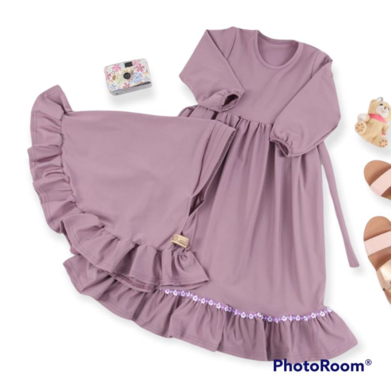 GAMIS NAISYA SYAR'I SET JILBAB BAHAN CERUTY BABY DOLL IMPORT SIZE S,M,L,XL,XXL USIA 2-12 tahun BAYI 