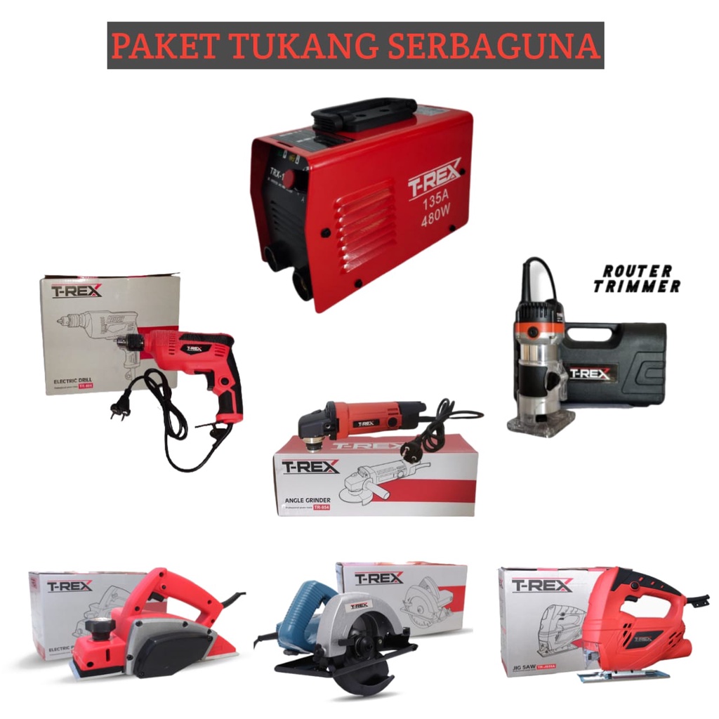 PROMO PAKET TUKANG SERBAGUNA!!! paket tukang kayu dan paket las murah mesin las 135A 480 watt + mesin jigsaw + mesin serut kayu + mesin profil kayu + mesin circular saw + gerinda + bor alat pertukangan rumah murah dan berkualitas untuk sehari hari