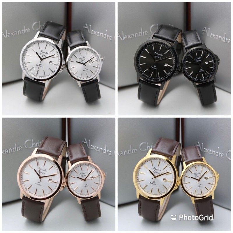 jam tangan couple alexander cristie original ac1014 kulit