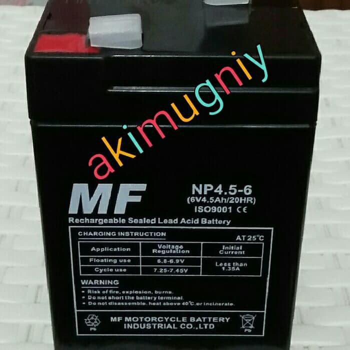 aki accu baterai kering vrla mf 6v 4.5ah / 4.5ah 6v mainan