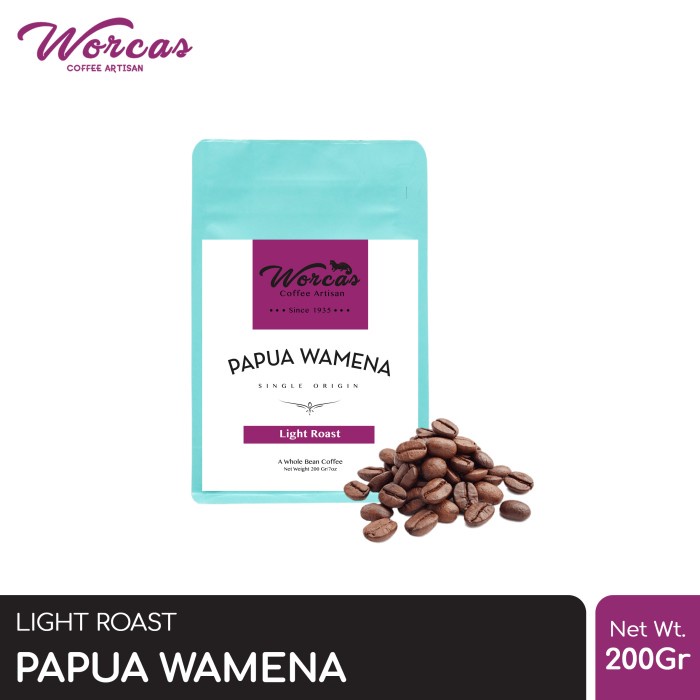 

Kopi-Biji- Kopi Arabica Papua Wamena 200 Gram Light Roast (Biji/Bubuk) - Kopi Biji -Biji-Kopi 750