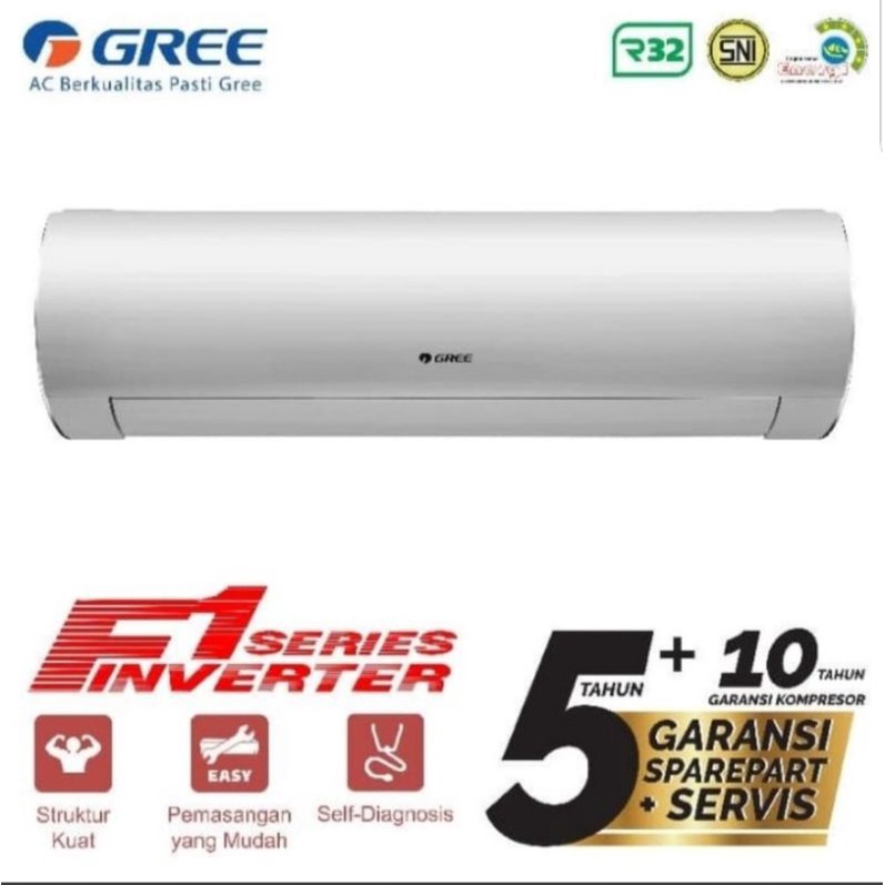 AC GREE 11/2 PK GWC-12F1S INVERTER + INSTALASI PEMASANGAN GARANSI RESMI