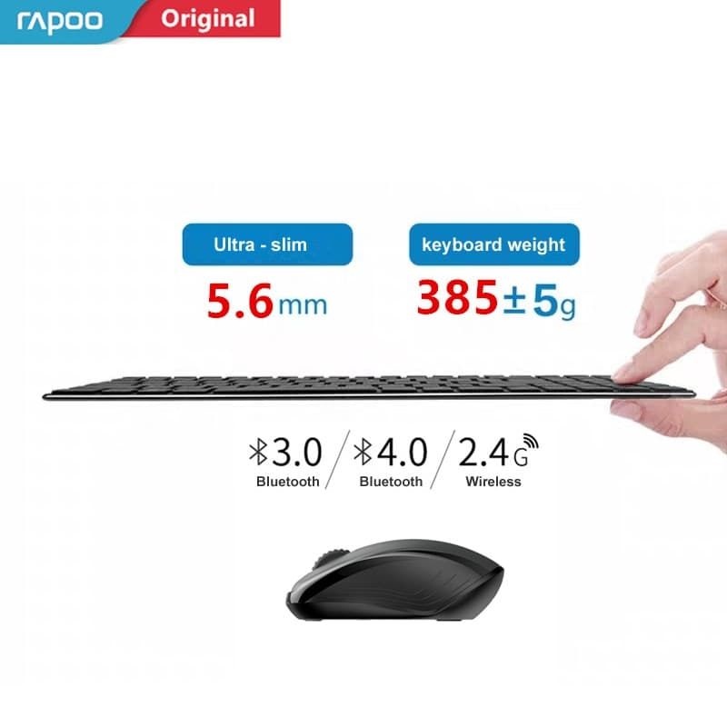 Rapoo 9060M Ultra Slim Muilti-Device Mouse Keyboard Combo Metal