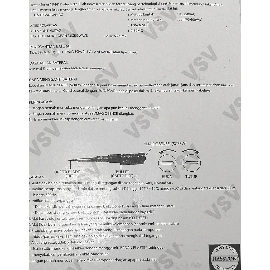 Hasston Test Pen serbaguna  2252-010 Multifungsi Voltage tester
