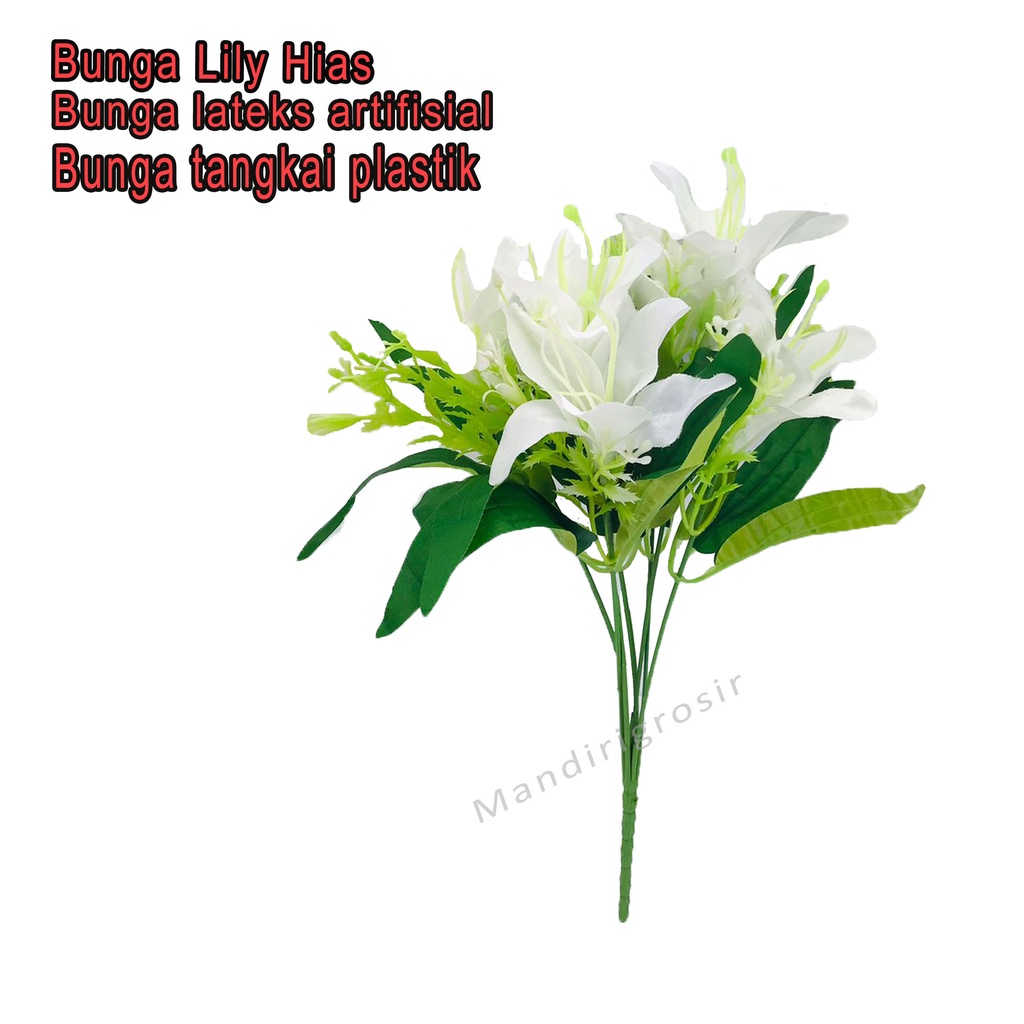 Bunga Lily* Bunga lily lateks artifisial* bunga tangkai plastik * Bunga hias