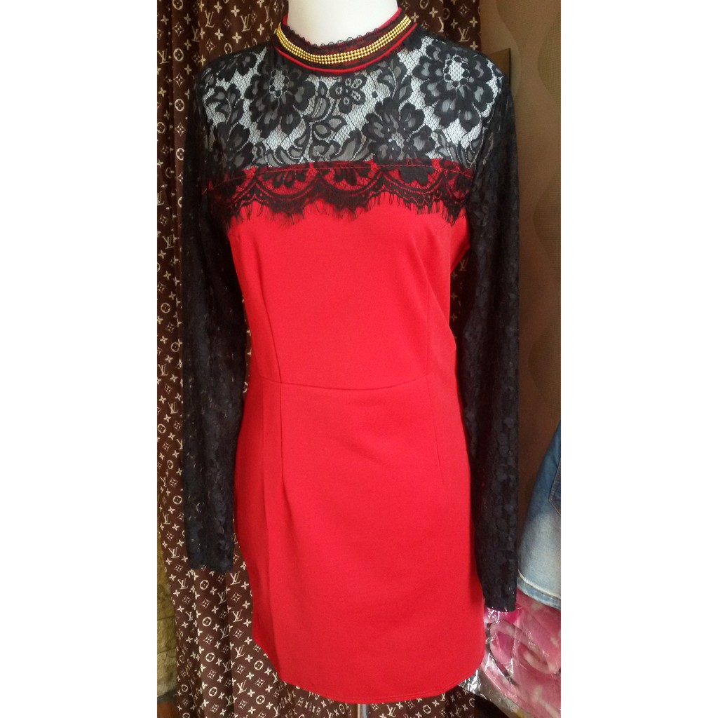DRESS BROKAT LENGAN PANJANG