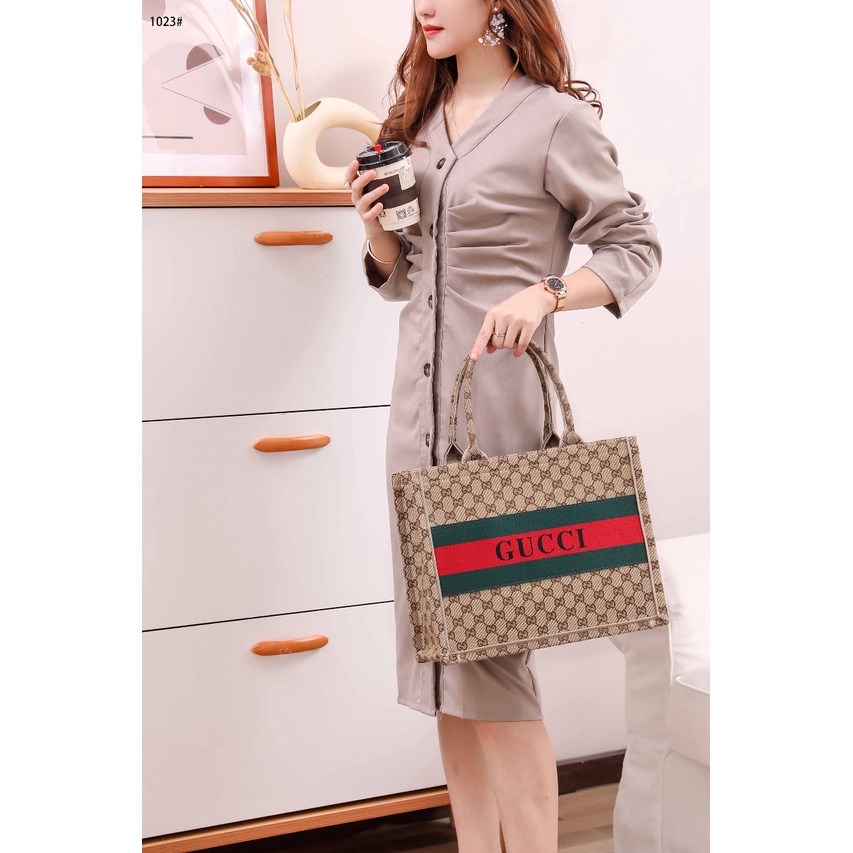 GC GG Canvas Top Handle Tote Bag  #1023