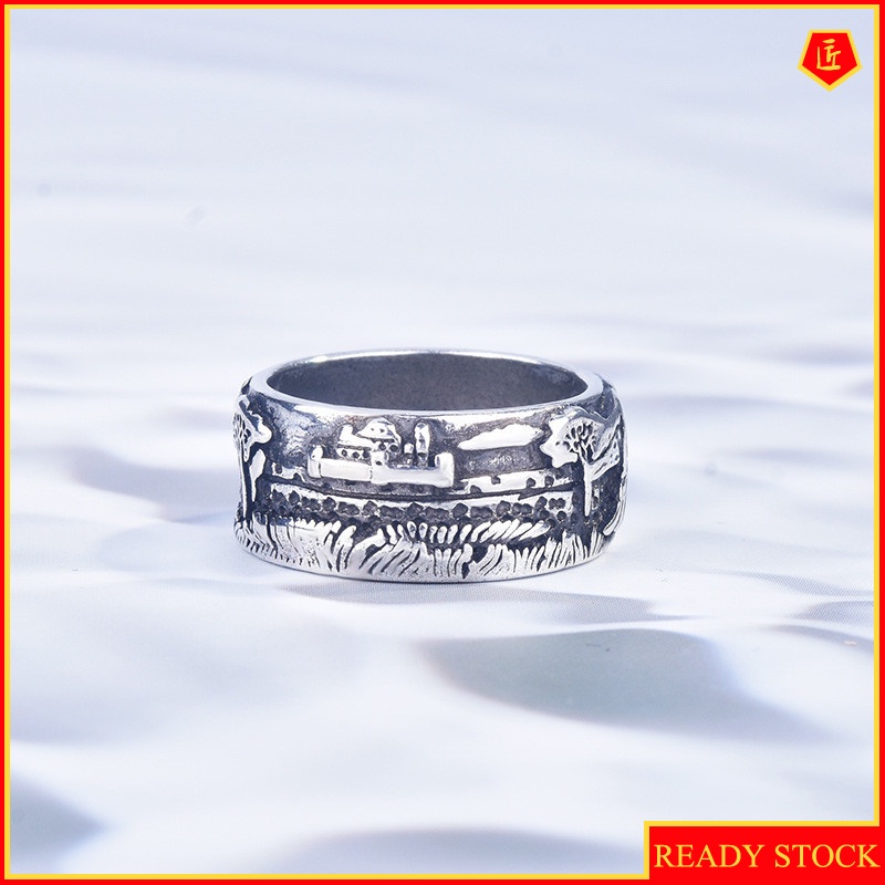 [Ready Stock]Creative Silver Black Carving Ring