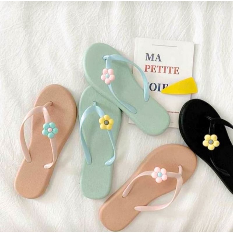 Sandal Jepit Wanita Polos Motif Bunga