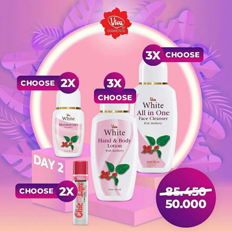 Paket Viva White Face Cleanser Hand Body Lotion Moisturizer Chic On lips