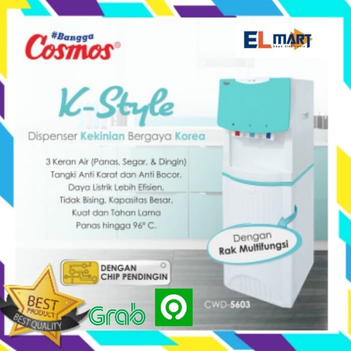 Cosmos dispenser galon atas panas dingin normal 3 kran CWD 5603 Hot Cool CWD5603  (GOJEK/GRAB)