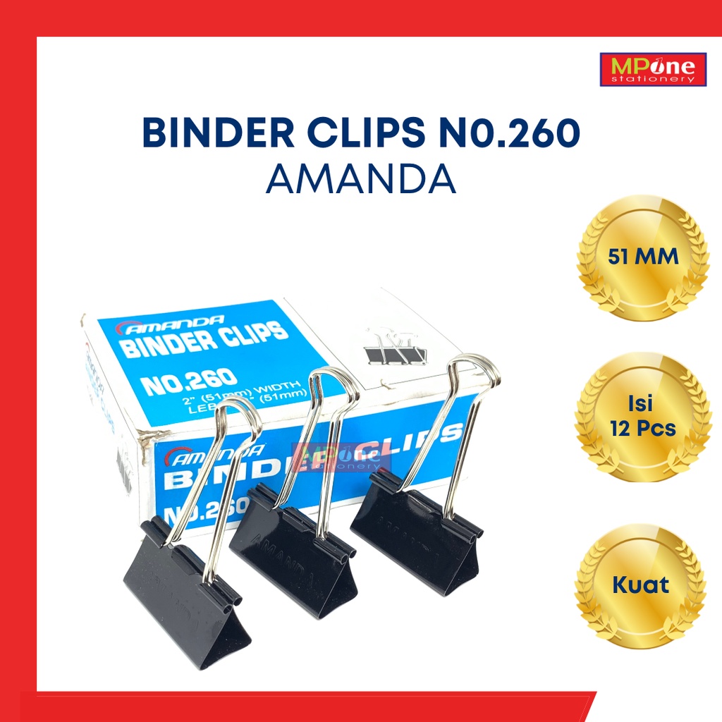 

(1 Pcs) Binder Clips No. 260 / Binder Clips 51 MM / Binder Clips Amanda