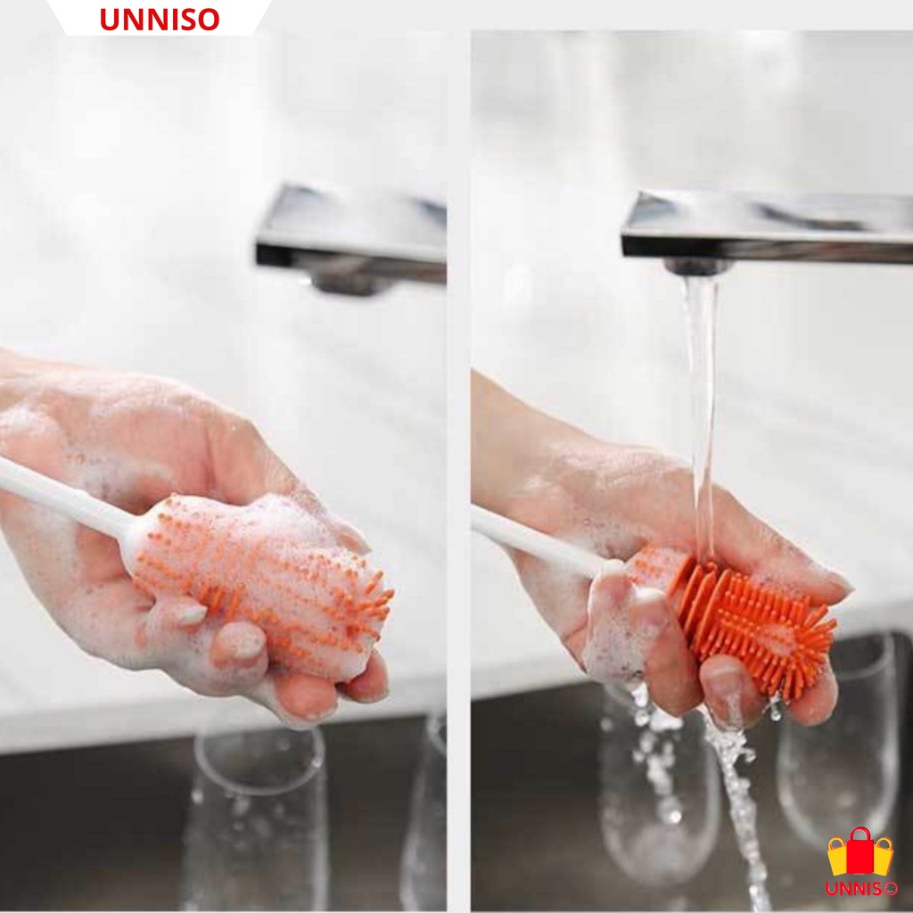 UNNISO - Sikat Botol Gelas Susu Silicone Long Handle SBS2