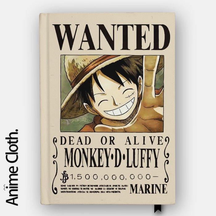 

Notebook Luffy Wanted Poster One Piece Anime Buku Jurnal Agenda Custom