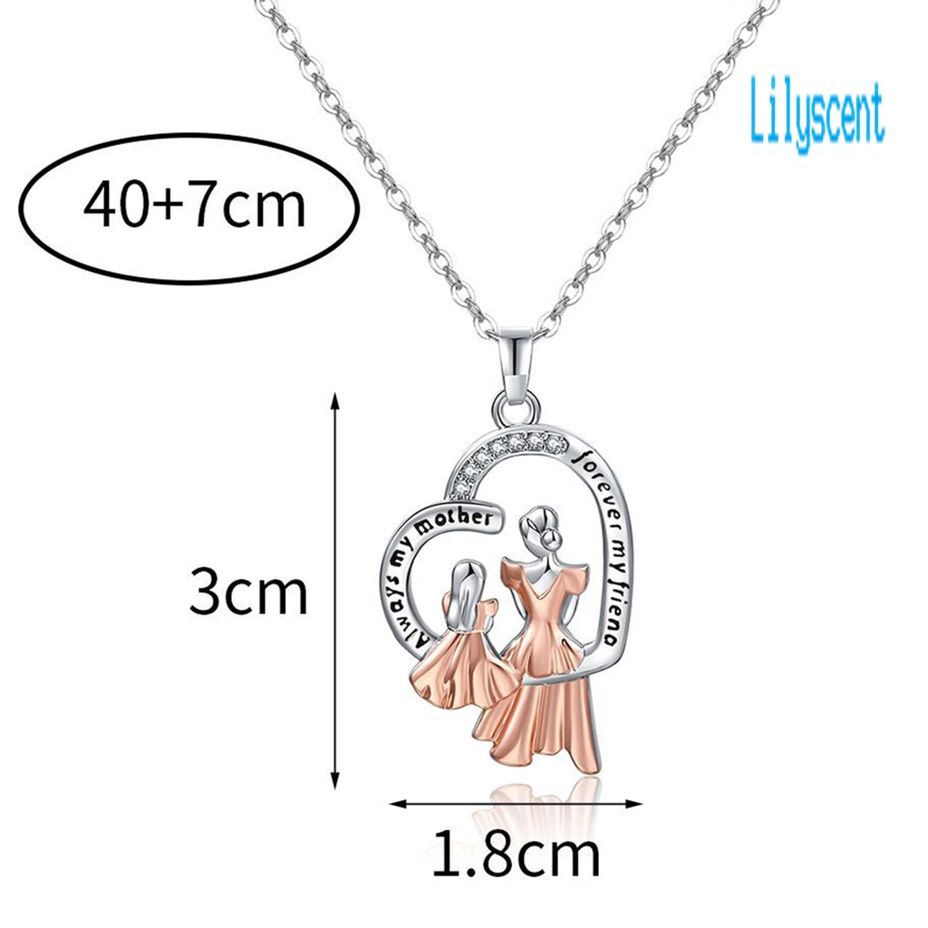 Kalung Rantai Liontin Hati Berlian Imitasi Adjustable Untuk Hadiah Hari Ibu