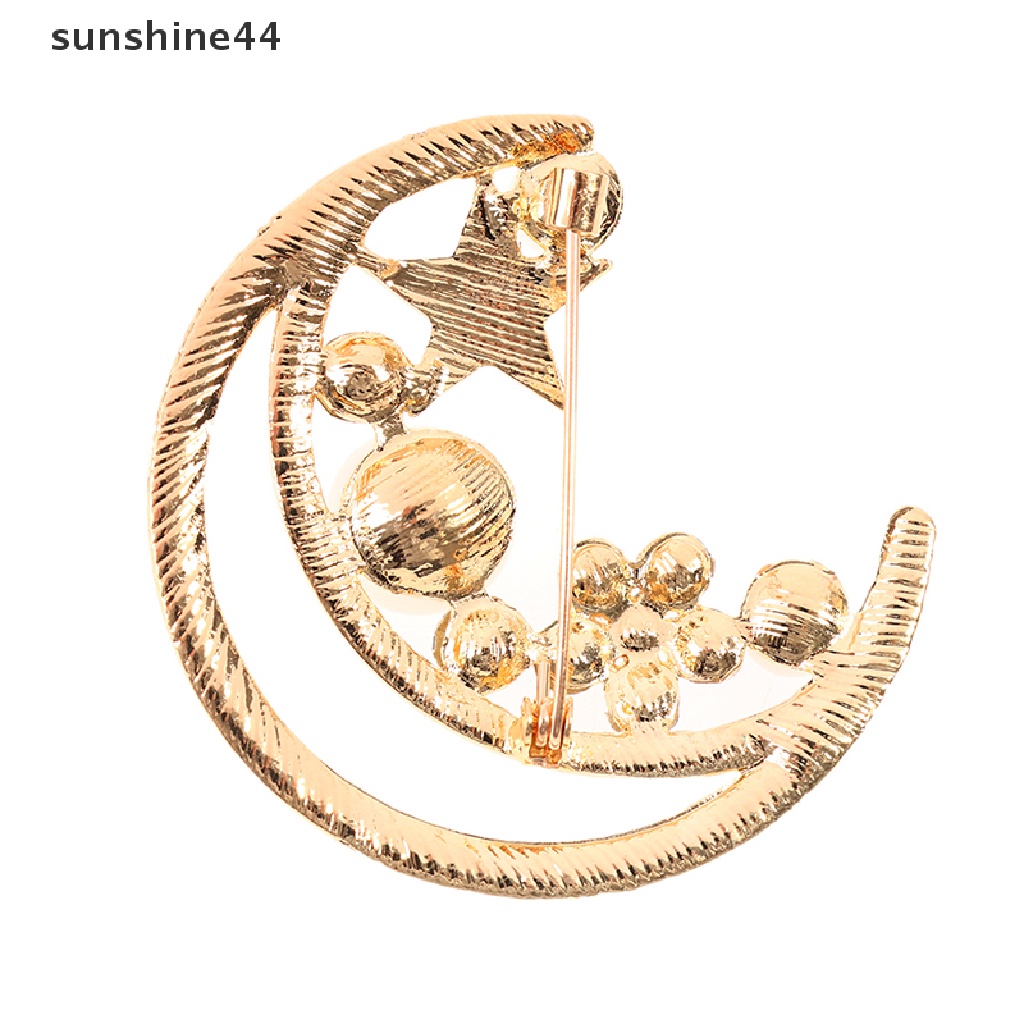 Sunshine Bros / Pin Wanita Desain Bulan + Bintang + Mutiara Gaya Barok / Trendy / Elegan Untuk Pesta / Hadiah