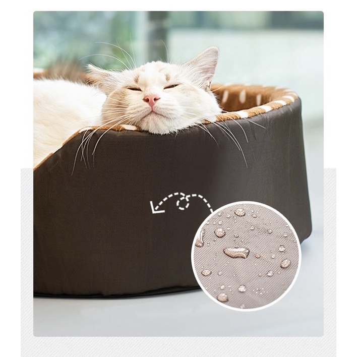 Tempat Tidur Anjing Kucing Brown Polka Bed for Pet Dog Cat