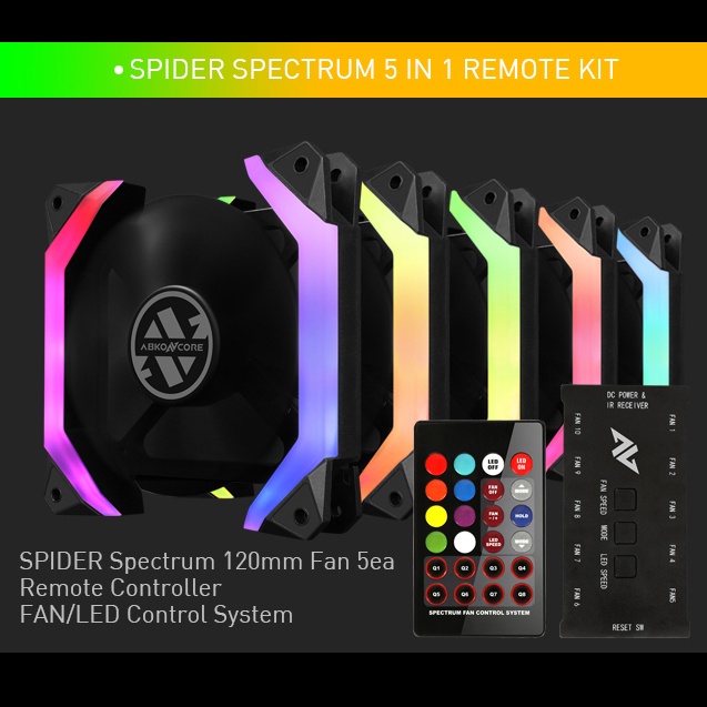 FAN CASE 12CM ABKONCORE SPIDER SPECTRUM RGB 5 in 1 REMOTE