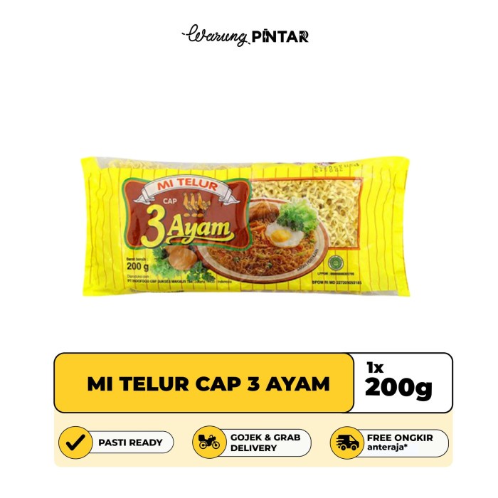 

Da2011F Mie Telur Cap 3 Ayam 200Gr Ffa2D01A1