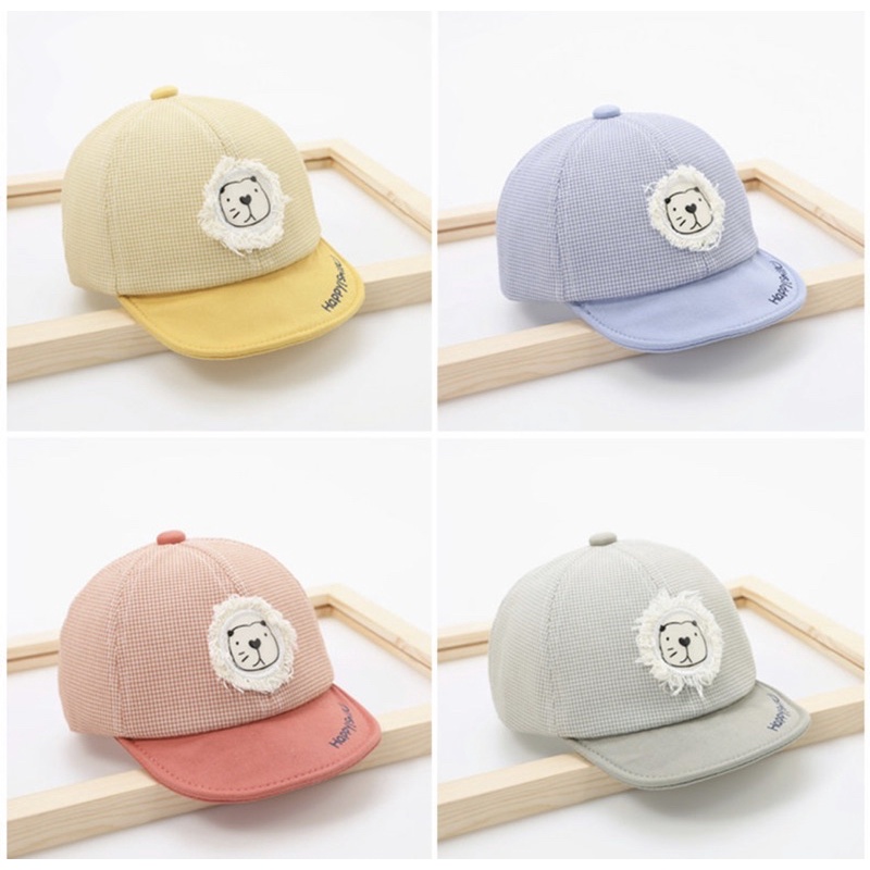 5-18 bulan Topi Baseball Anak Bayi Model Kotak Lion Happy Smile Anak laki laki Anak Perempuan