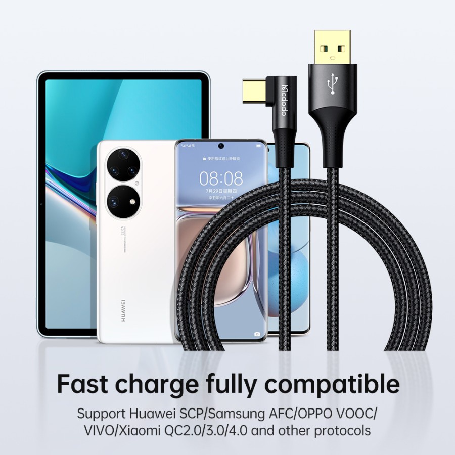 MCDODO CA-1220 Kabel Charger Gaming Usb To Type C Cable VOOC Fast Charging 6A