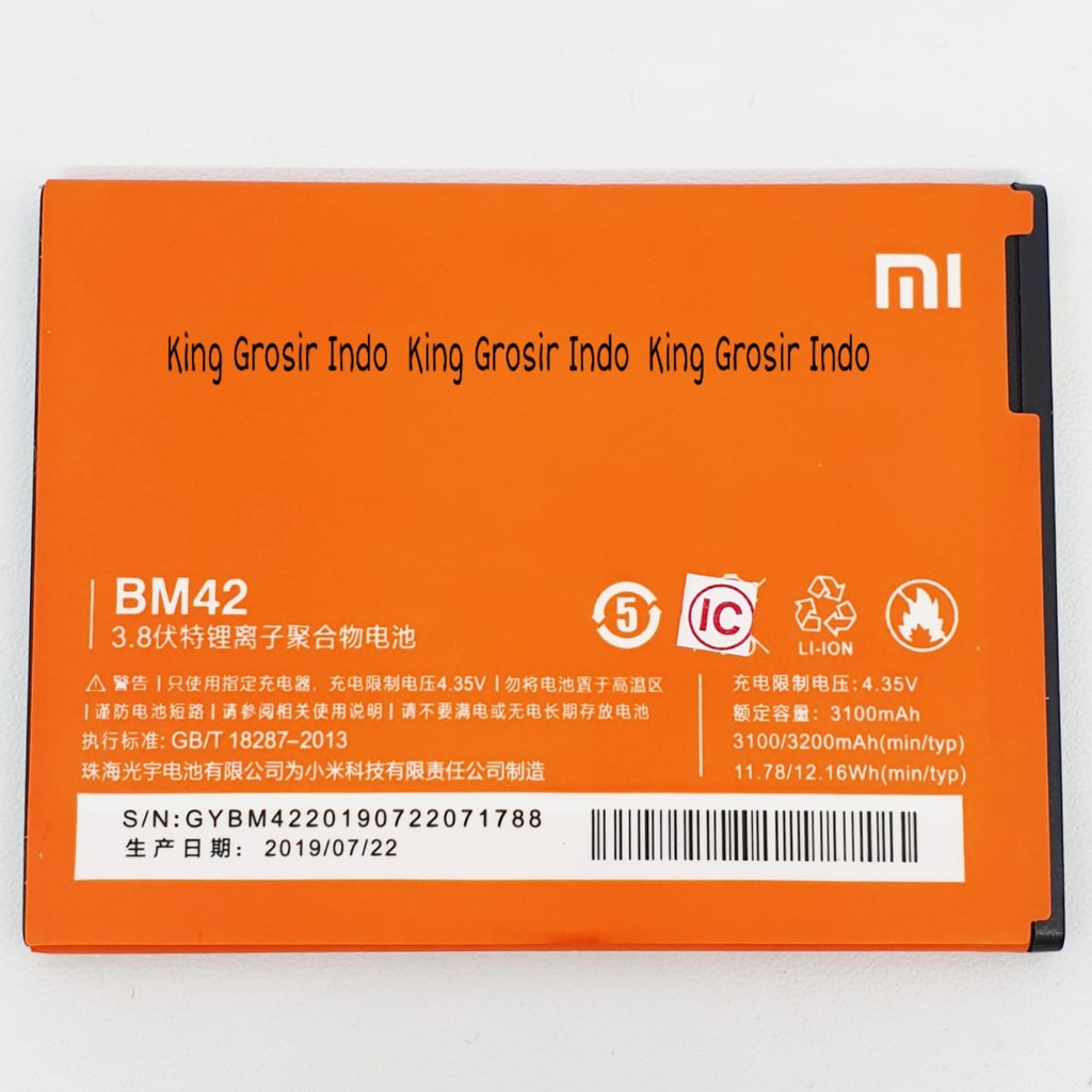 Baterai XIAOMI BM42 Redmi Note 1 BM 42 Original OEM Battery