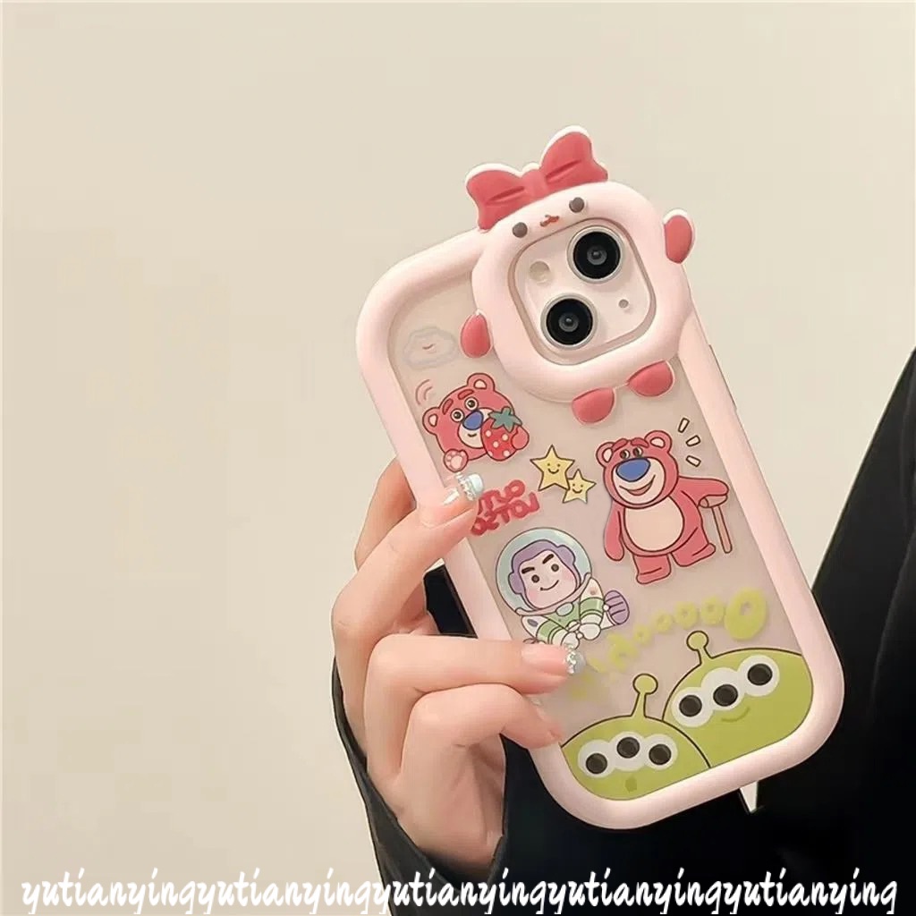Casing Pasangan Lensa 3D Bow-knot Little Monster Oppo A17 A57 2022 A15 A76 A96 A3s A7 A5s A12 A53 A17K Reno 4F 5F 5 7 A74 A95 A16K A52 A55 A54 A16 A31 A5 A9 A16s A15S Toy Story Sarung Cover Sarung