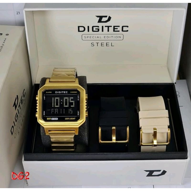 DG 5180 TERBARU Jam Tangan Pria Original DGS-5180R 2 Extra Straps Cadangan