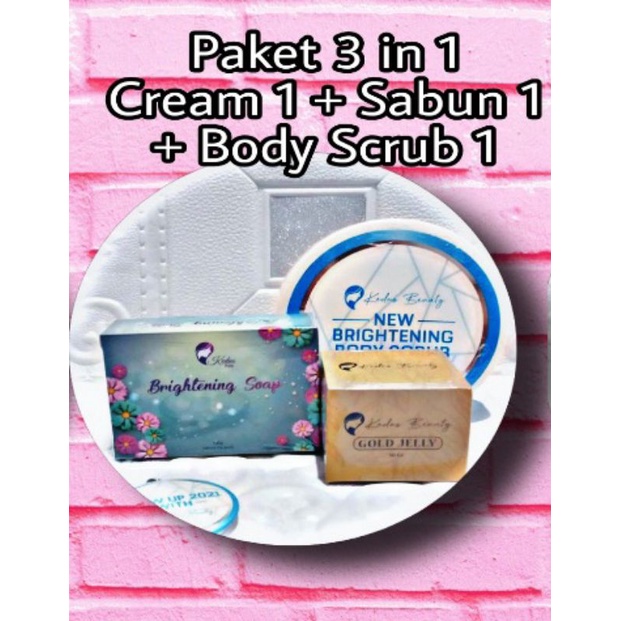 Paket 3 in 1 Cream + Sabun + Body Scrub KEDAS BEAUTY ORI 100%