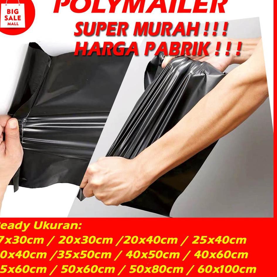 

F9 Polymailer 17×30cm isi100pcs Extra Tebal 50 Mic Hitam Amplop bag Plastik Packing Grosir❈ღ (Terupd