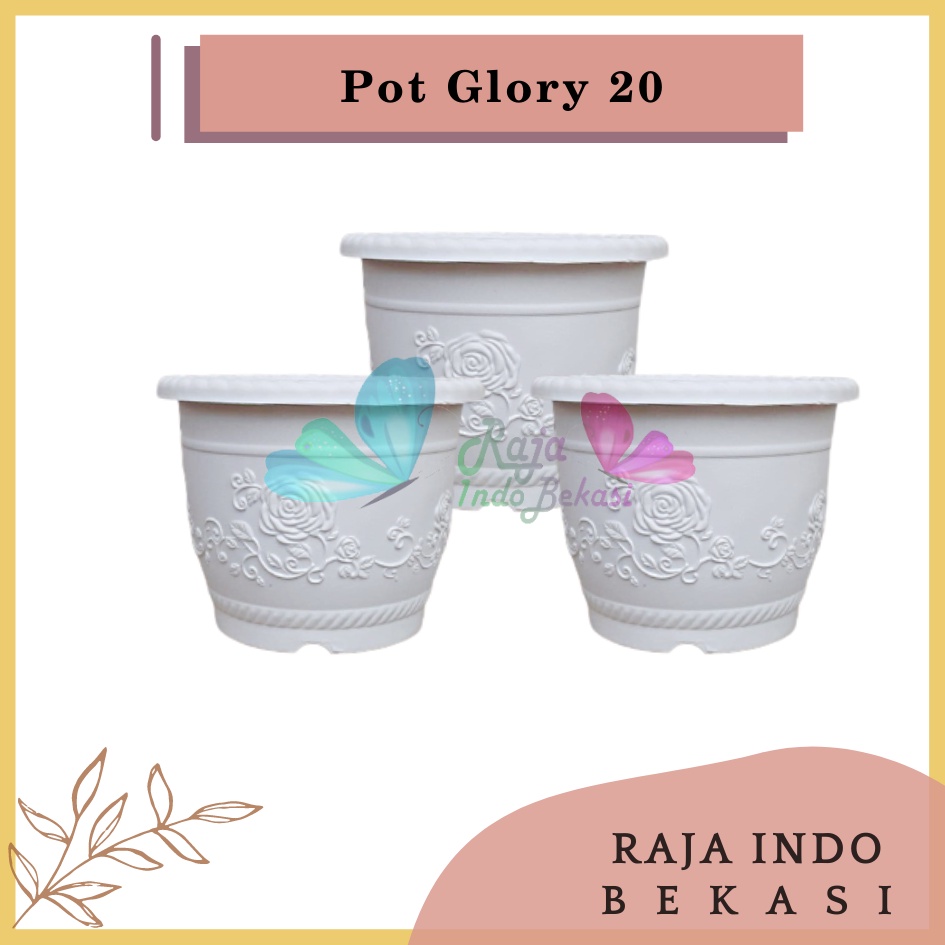 Pot Shallom Kb Glory 20 Cm Putih Motif Pot Plastik 20cm Vas Bunga Pot Tanaman Hias Bukan Tawon 20