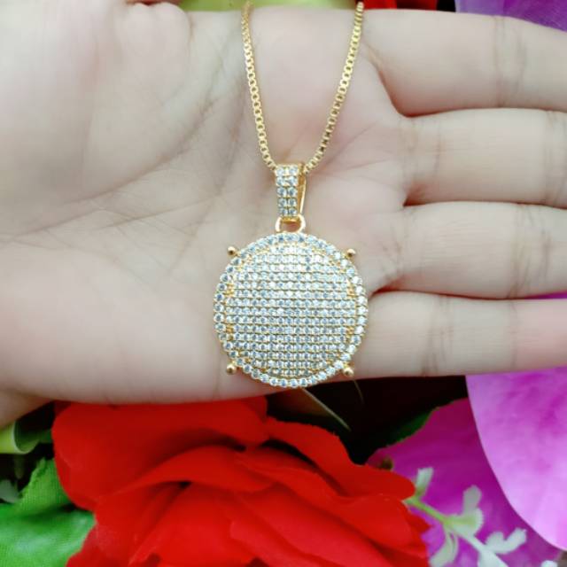 Xuping liontin bulat full mata Dan kalung