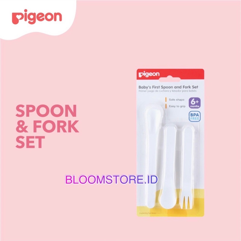 PIGEON Baby’s Baby First Spoon and &amp; Fork Set Sendok Garpu Bayi Alat Makan Mpasi Pertama Murah Promo Original Termurah